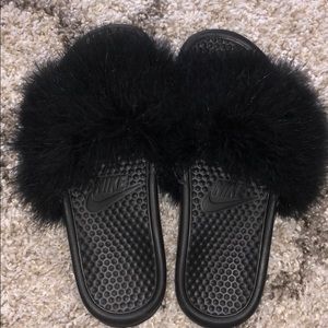 Custom Nike furry slides